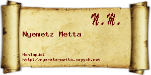 Nyemetz Metta névjegykártya